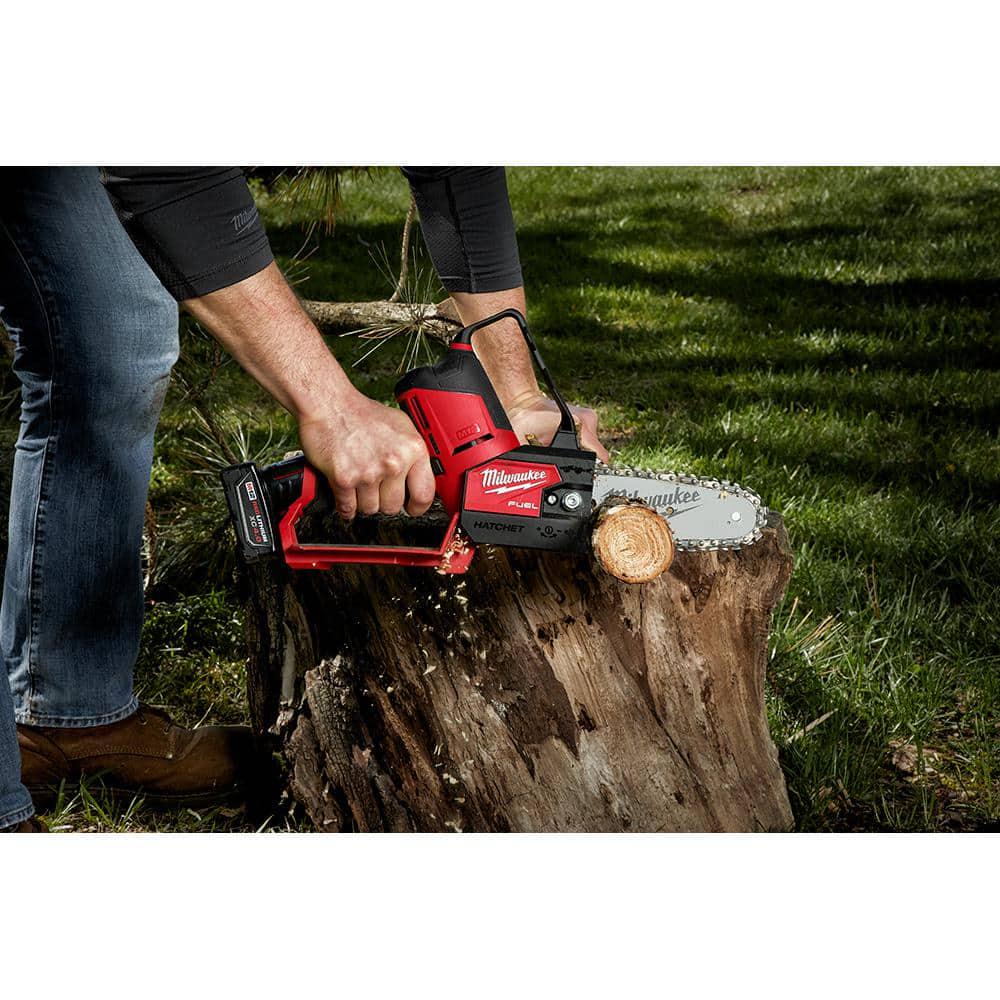 Milwaukee M18 FUEL 18 Volt Lithium Ion Brushless Battery 16 in Chainsaw  M12 FUEL HATCHET Tool Only  2 Tool