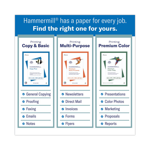 Hammermill Copy Plus Print Paper， 92 Bright， 20 lb， 8.5 x 11， White， 500 Sheets/Ream， 10 Reams/Carton (105007)