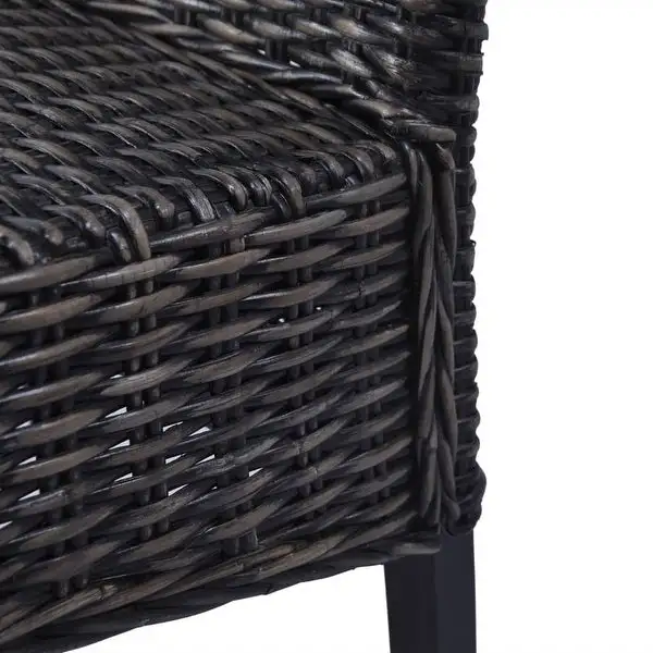 vidaXL Dining Chairs 4 pcs Black Kubu Rattan and Mango Wood (2x246656)