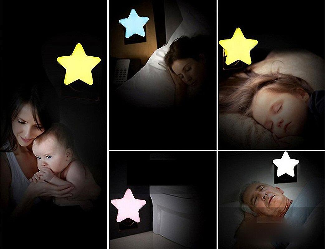 Remote Controller Cute Star Led Plug-in Night Light Ac110-220v Timer Light Sensor Control Bedside Wall Lamp Baby Sleeping Light