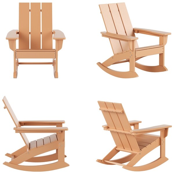 Polytrends Shoreside Modern EcoFriendly All Weather Poly Adirondack Rocking Chairs (Set of 4)