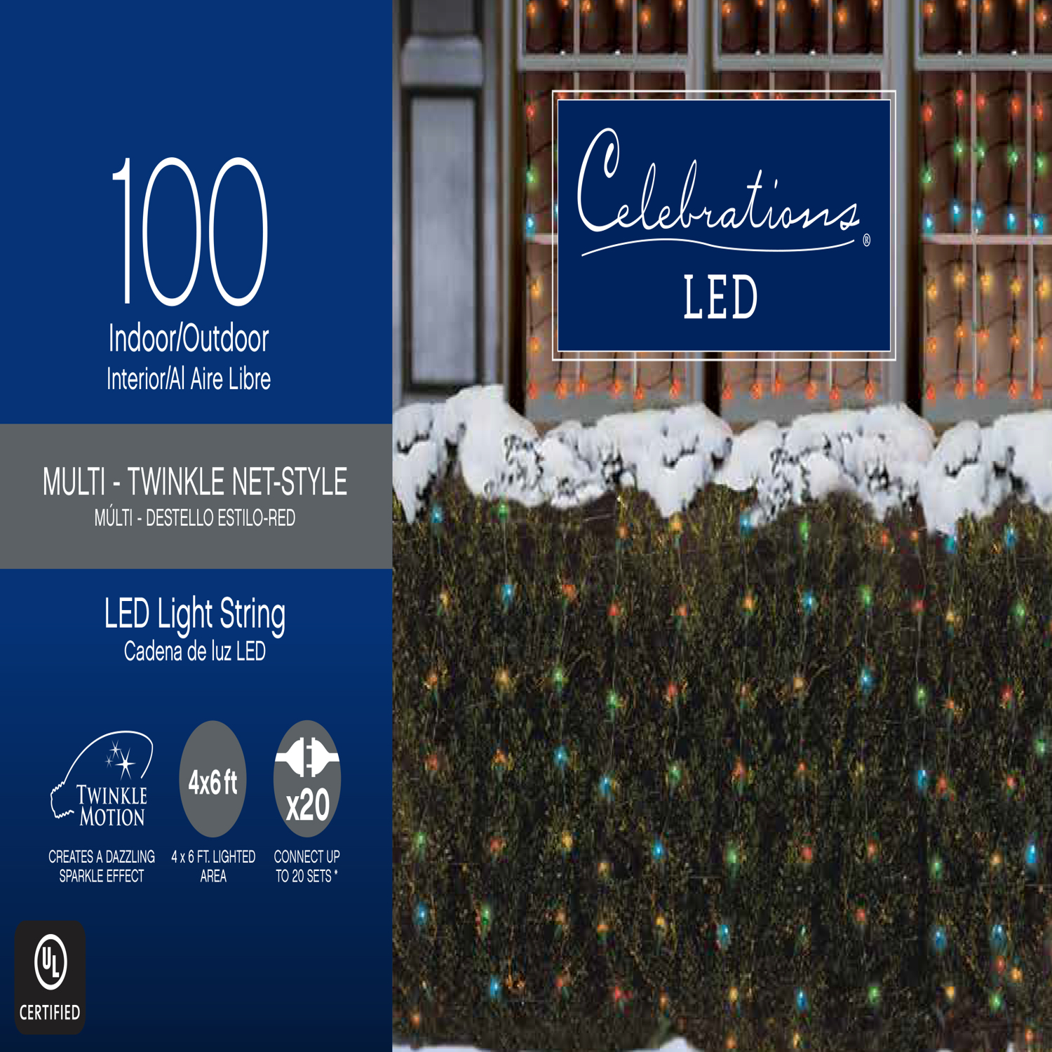 Celebrations LED Multicolored 100 ct Net Christmas Lights 6 ft.