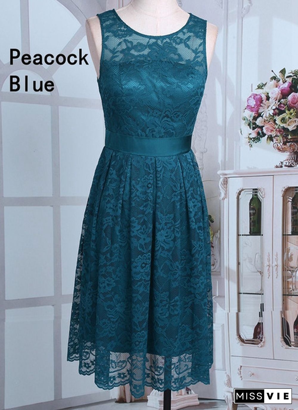 Women Party Short Dress Floral Lace Bridesmaid Evening Prom Gown Formal Fancy Skirt