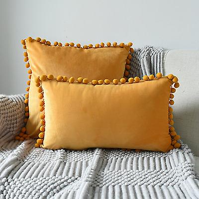 Winter Comfortable Lazy Fashion Ins Wind Home Fabric Model Room Sofa Ball Pillowcase Hair Ball Velvet Sofa Cushion Rectangle