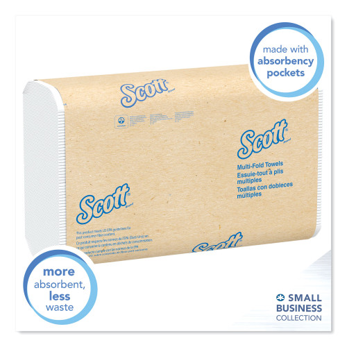 Scott Multi-Fold Towels， Absorbency Pockets， 9.2 x 9.4， White， 250 Sheets/Pack (03650)