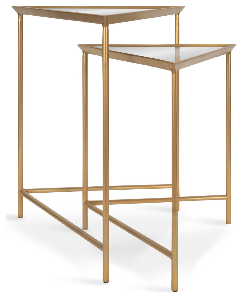 Trena Metal Triangle Nesting End Tables  Gold 2 Piece   Contemporary   Coffee Table Sets   by Uniek Inc.  Houzz