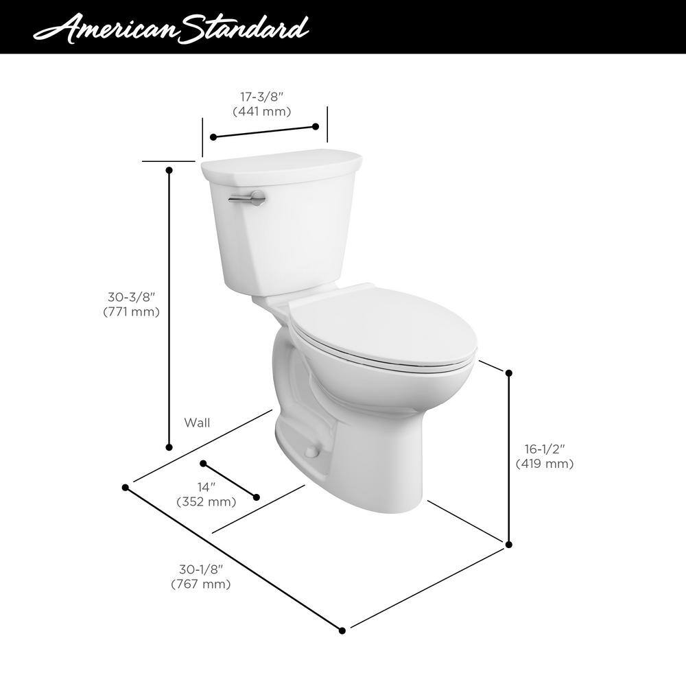 American Standard Cadet Pro Compact Tall Height 14 in. Rough-In 2-Piece 1.28 GPF Single Flush Elongated Toilet in White Seat Not Included 215FC104.020