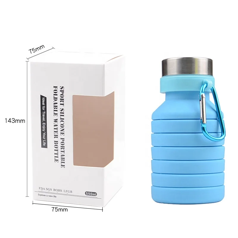 Foldable Water Bottle Reusable BPA Free Silicone Collapsible Water Bottle For Travel Gym Camping Hike