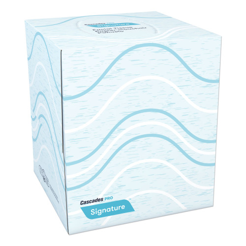 Cascades Signature Facial Tissue， 2-Ply， White， Cube， 90 Sheets/Box， 36 Boxes/Carton (F710)