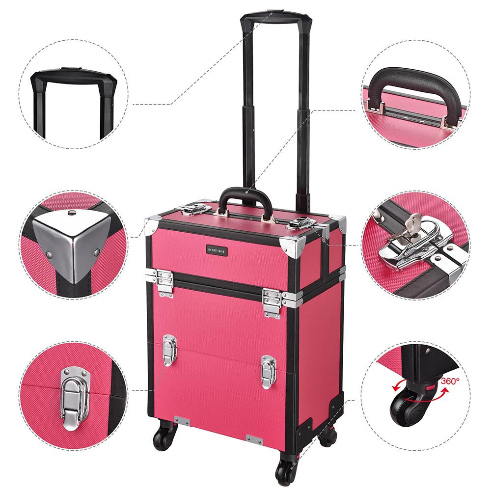 Byootique Artist Rolling Makeup Case with Drawers Lockable