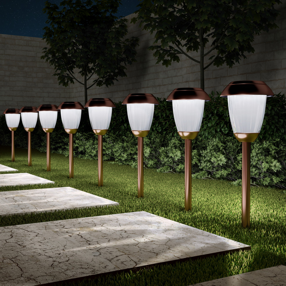 Pure Garden Set of 8 Outdoor Solar Lights   Transitional   Path Lights   by Trademark Global  Houzz