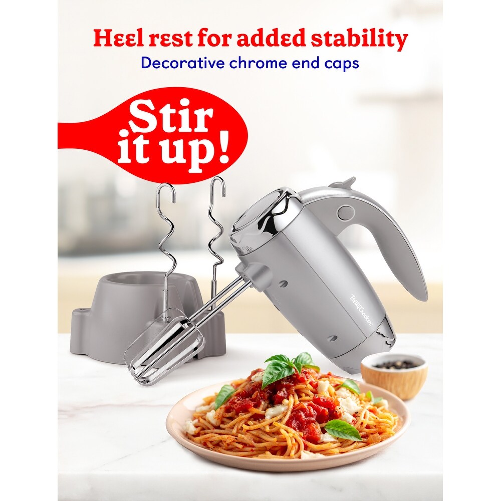 BETTY CROCKER Hand Mixer with Stand  Silver