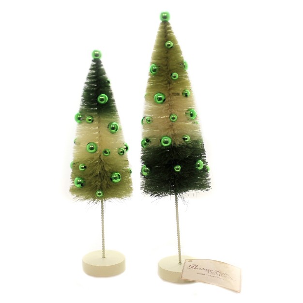 Saint Patricks Green Tri Color Bottle Brush Trees Two Trees 9 5 Inches St Patrick x27 s Day Spring Lc9546 Sisal White