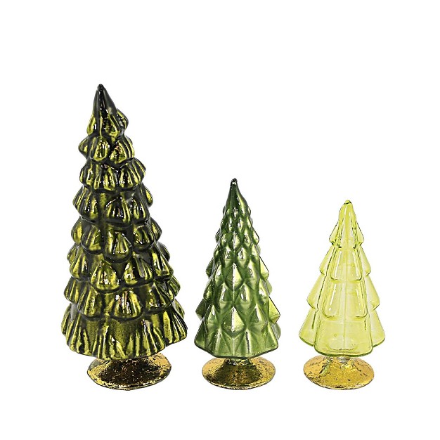 Small Green Hue Trees Set 3 Textured Mini Forest Cody Foster Decorative Sculptures