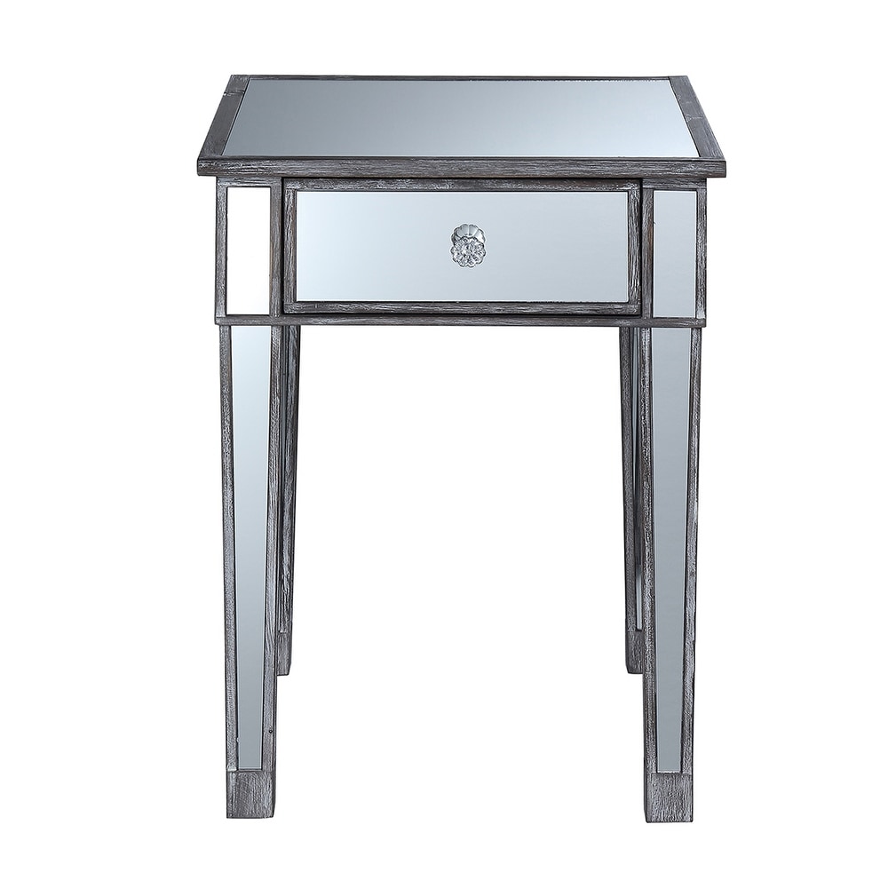 Convenience Concepts Gold Coast Mirrored 1 Drawer End Table