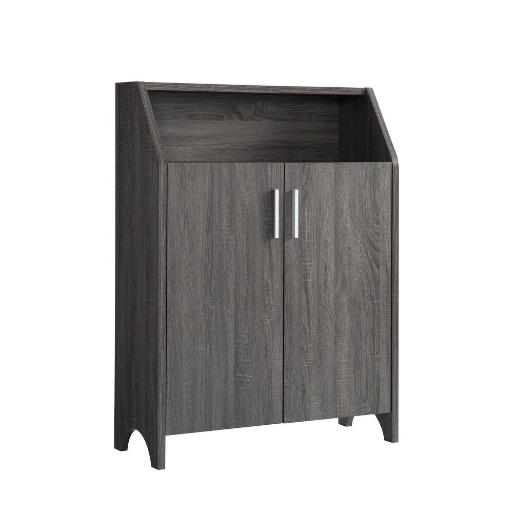 Modern Wooden Shoe Cabinet Storage Cabinet with 2 Doors and Open Shelf