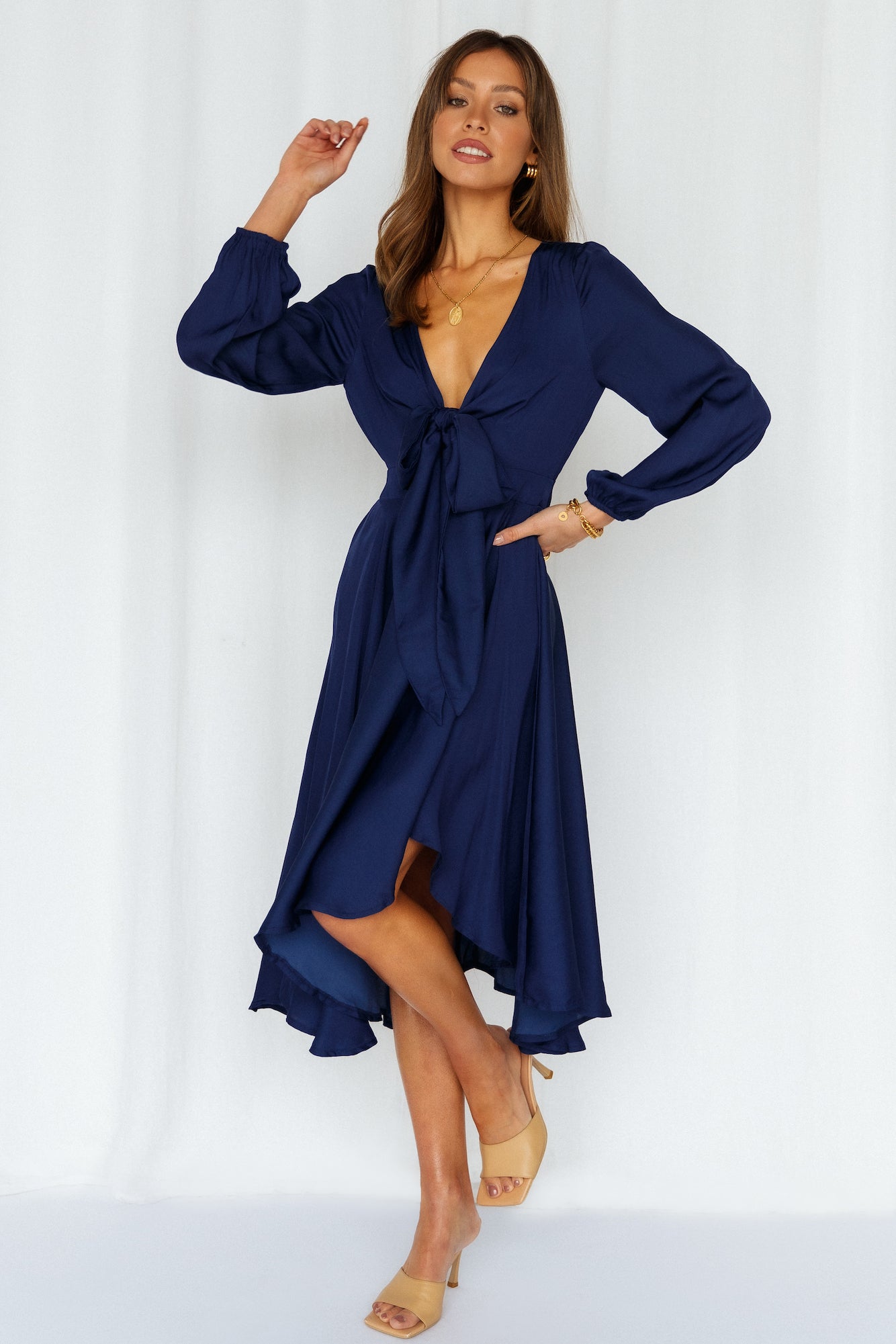 Talk Fast Midi Dress Navy