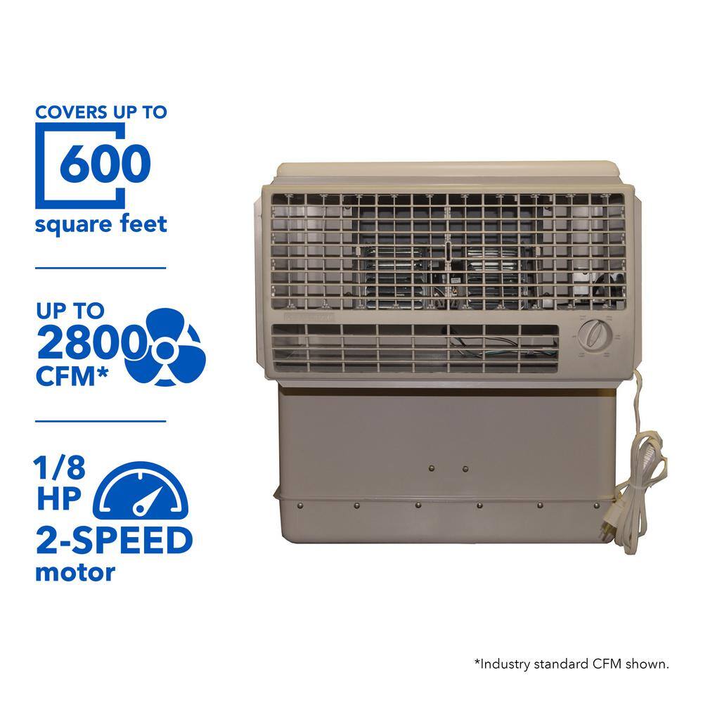 Champion Cooler 2800 CFM 2-Speed Window Evaporative Cooler for 600 sq. ft. (with Motor) WCM28