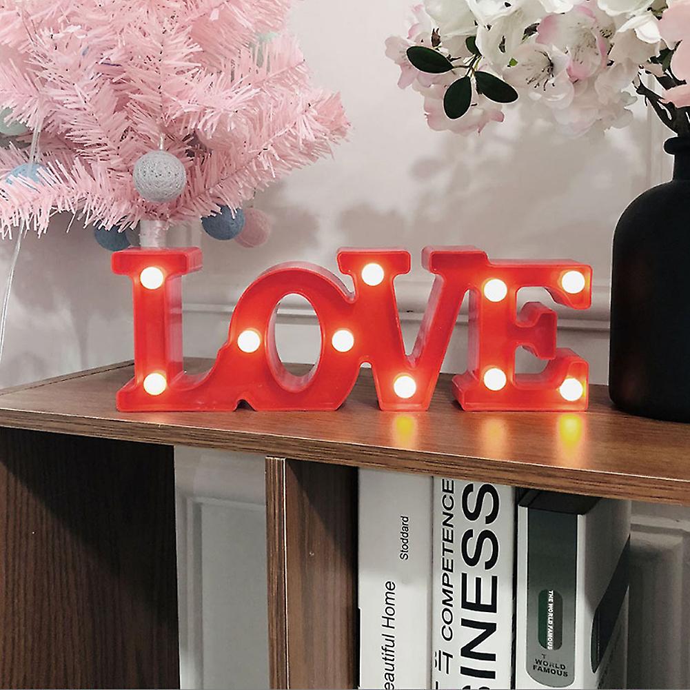 LED Night Light Romantic LOVE Word Decorative Lamp for Valentine's Day Proposal Confession Weddingwarm light