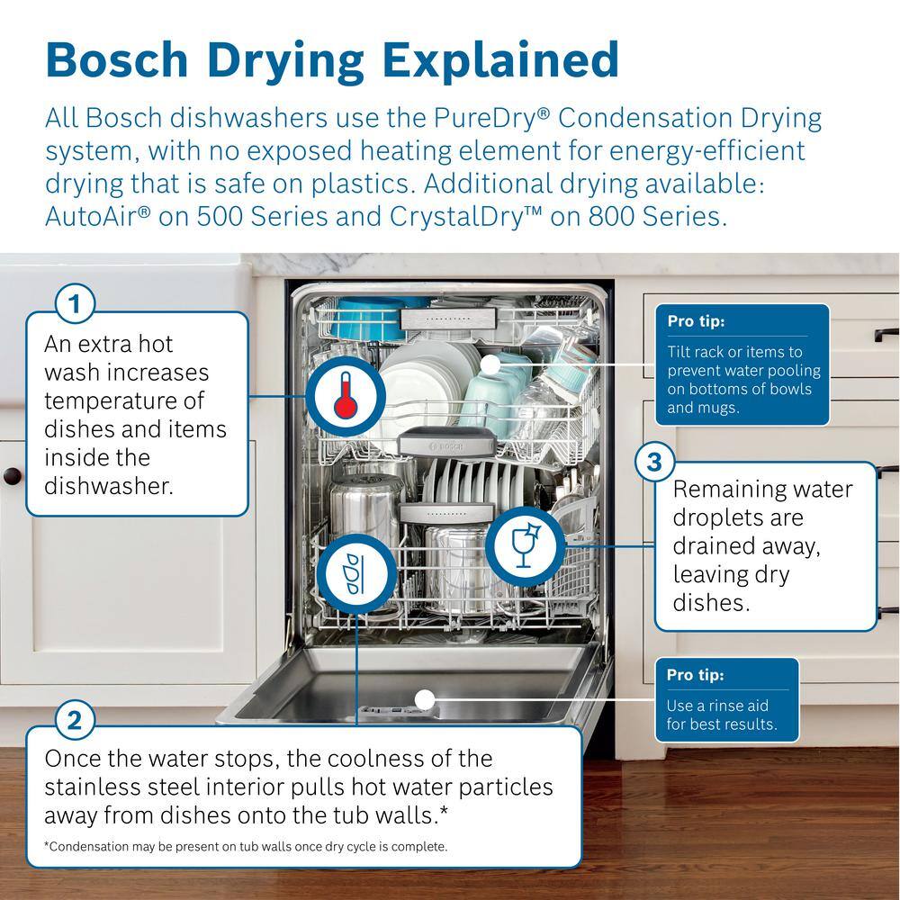 Bosch 800 Series 18 in. ADA Compact Top Control Dishwasher in Stainless Steel with Stainless Steel Tub and 3rd Rack 44dBA SPX68B55UC