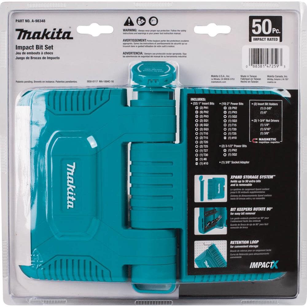 Makita 50 Pc. Impact X Driver Bit Set A-98348 from Makita