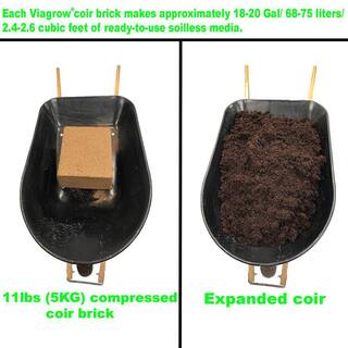 Viagrow 11 lb. (5KG) Coconut Coir Block  1LB earth worm castings Coco Coir and earth worm castings (expands up to 18 gallons) VCCB5-VEWC1