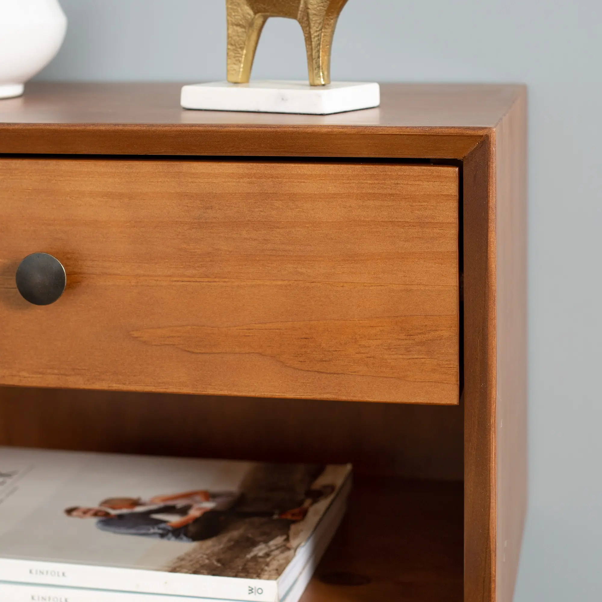 Rosie Mid Century Caramel 1-Drawer Nightstand - Walker Edison