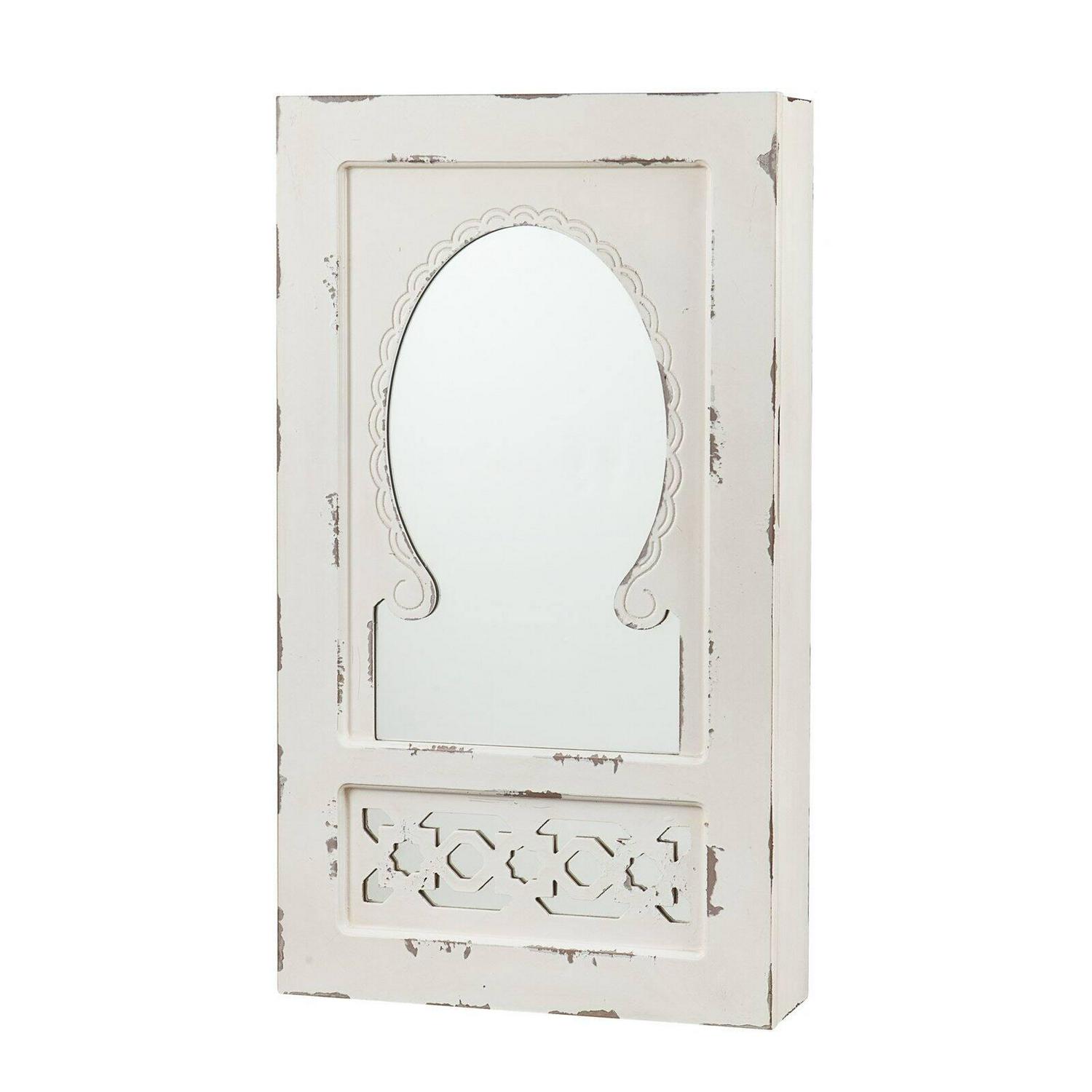 Southern Enterprises Dorian Shabby Chic WallMount Jewelry Armoire 8211 Antique White  Crowdfused