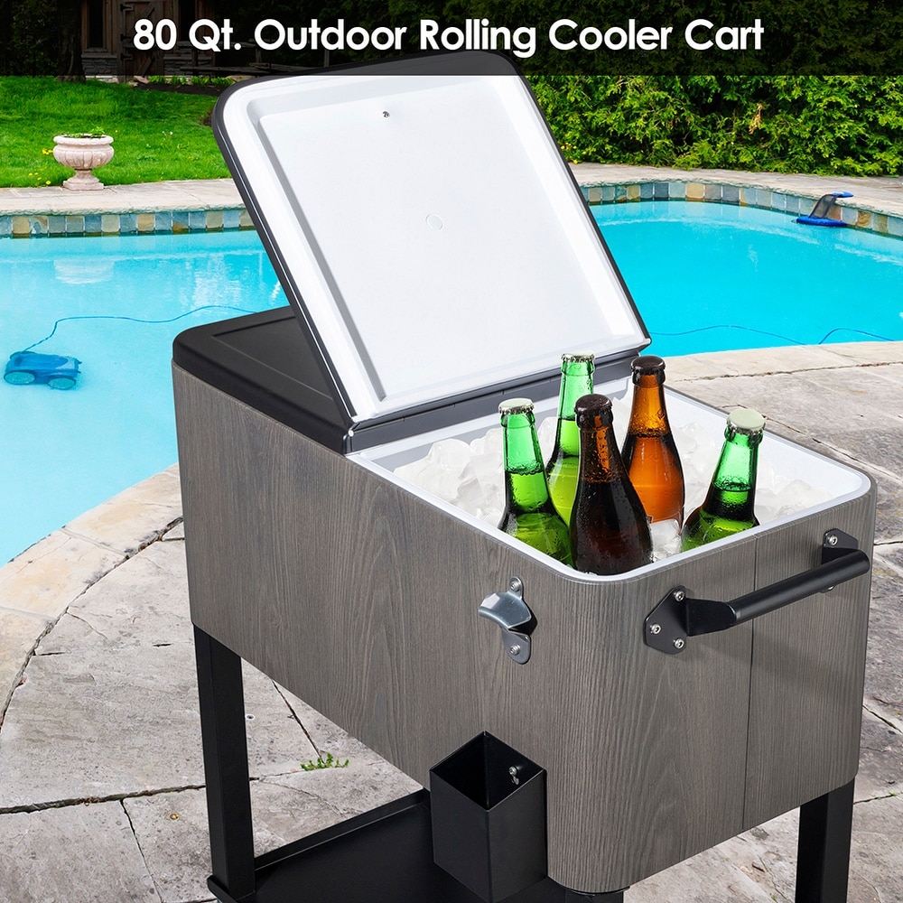 80QT Rectangular Refrigeration and Insulation Cart  Rolling Cooler