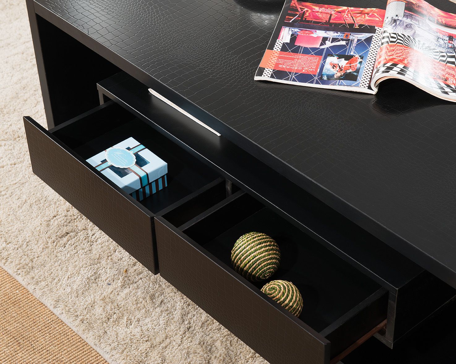 FC Design Faux Croc Black Coffee Table