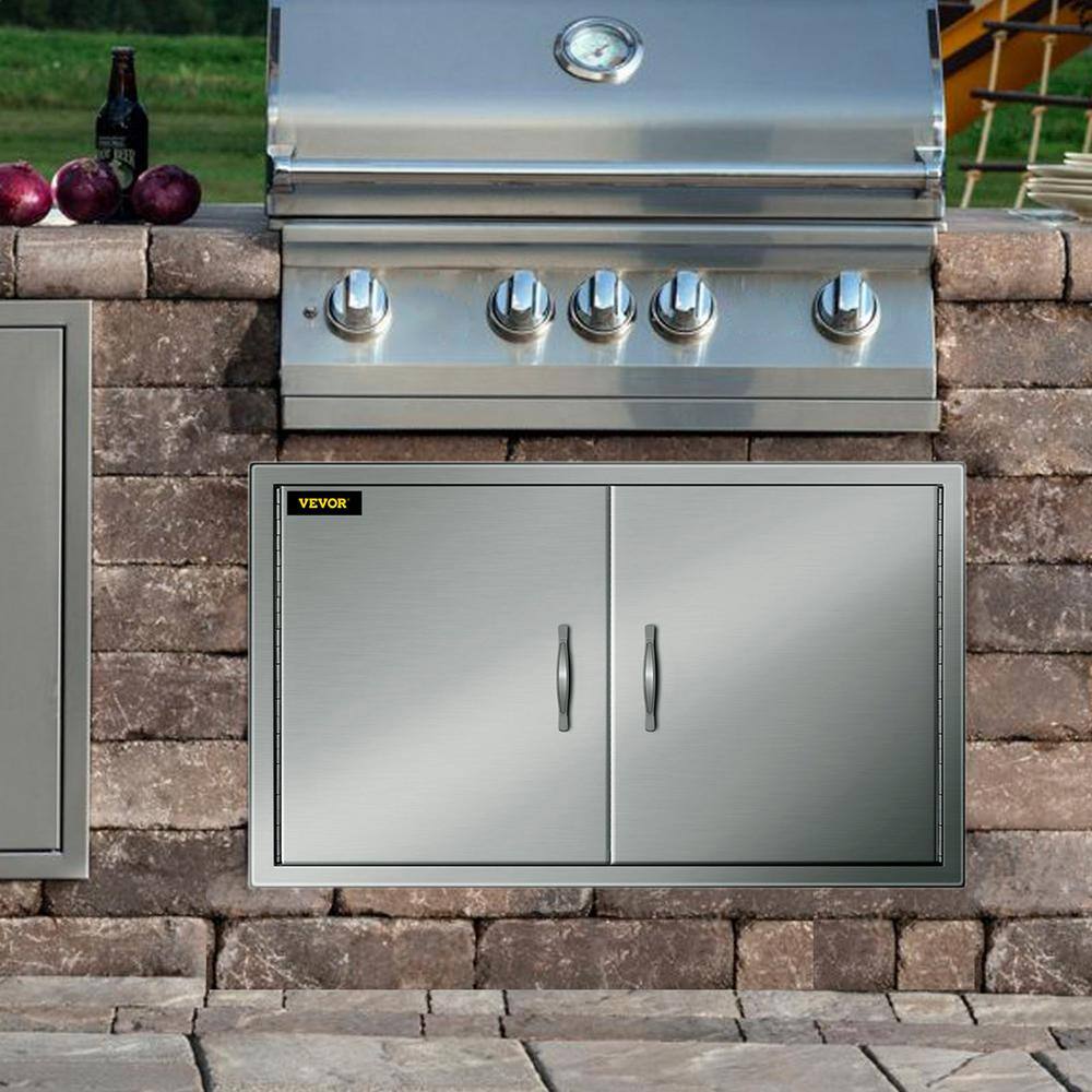 VEVOR Outdoor Kitchen Doors 39 in. W x 26 in. H Double BBQ Door Stainless Steel BBQ Access Door 39X26X4BXGCFSKM01V0