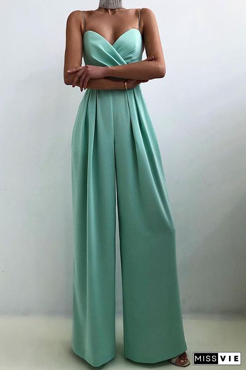 Minimalism Wide Leg Slip Jumpsuits