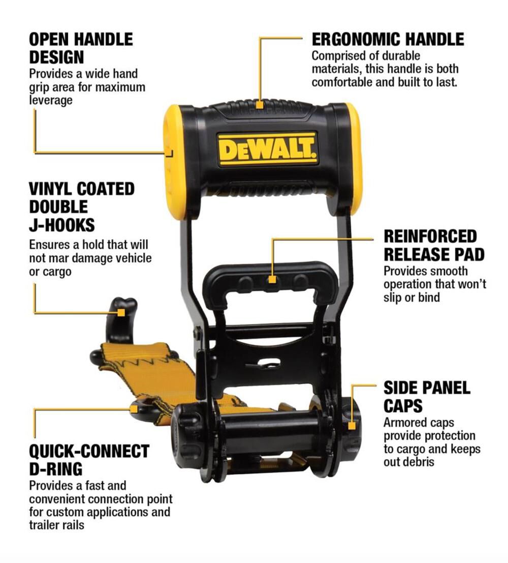 DW Ratchet Tie Down Straps 3300 LB Break Strength 1.5