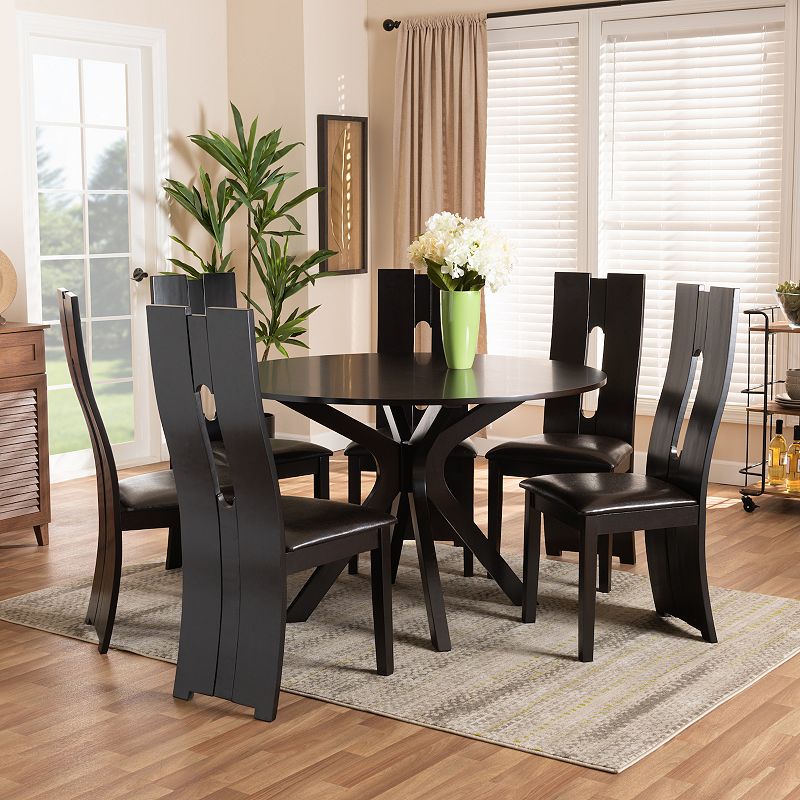 Baxton Studio Kenyon Dining Table and Chair 7-piece Set