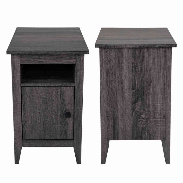 Set of 2 Nightstand for Bedroom Living Room， 1-Drawer Wooden End Table Bedside Table， HomeandKitchen Storage Cabinet - Cement Gray - - 37185495