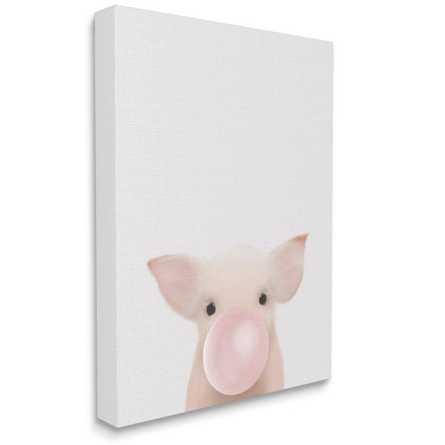 Stupell Industries Baby Farm Piglet With Pink Bubble Gum