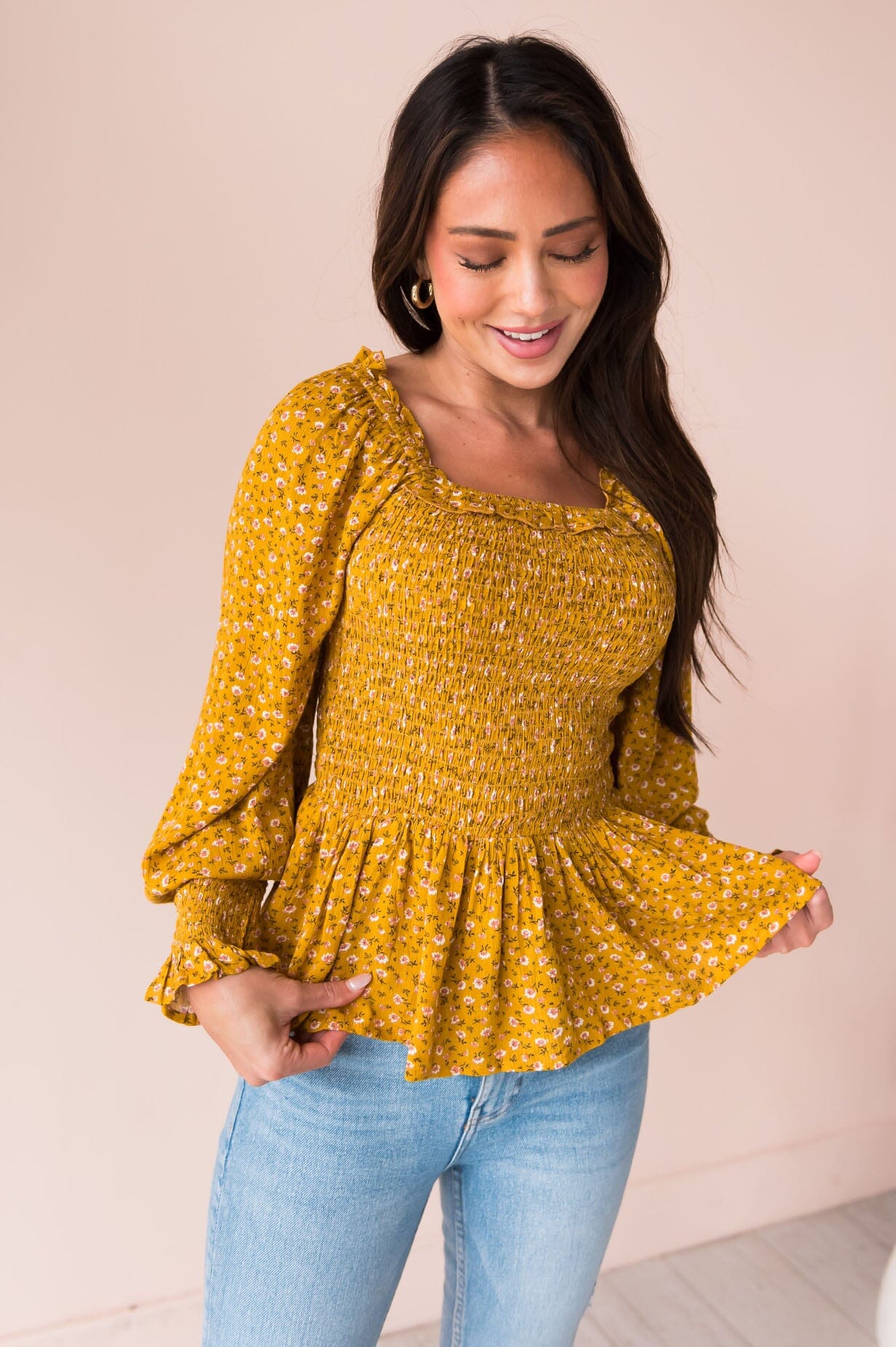 Happy & Carefree Modest Peplum Top