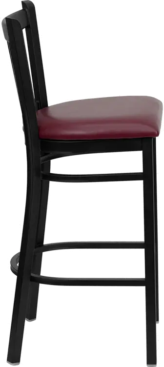 Hercules Burgundy and Black Metal Bar Stool