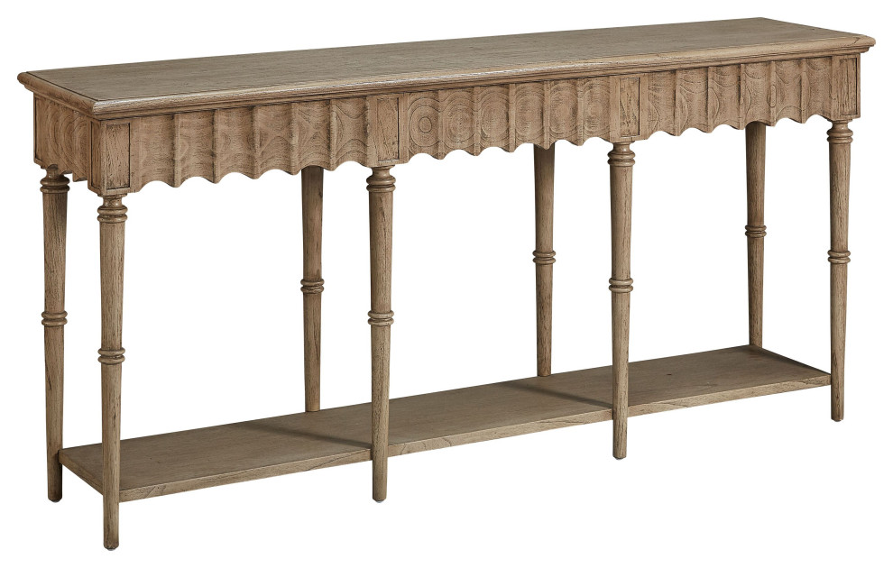 Wavelet 74 quotScalloped Apron Console With Three Hidden Drawers   Traditional   Console Tables   by Furniture Classics  Houzz