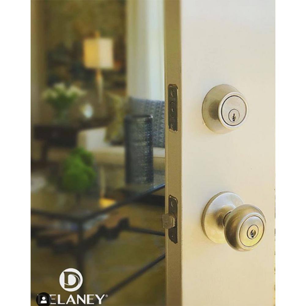 DELANEY HARDWARE Saxon Satin Nickel Single Cylinder Deadbolt and Entry Door Knob Combo Pack KS3001