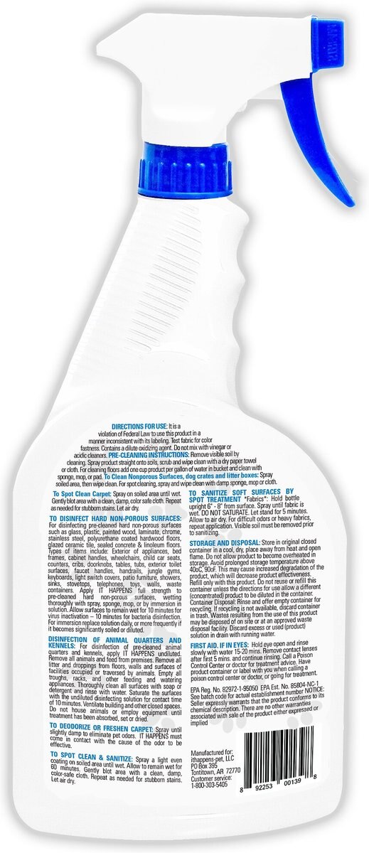 It Happens Heavy Duty Dog and Cat Odor and Stain Eliminator， 32-oz bottle