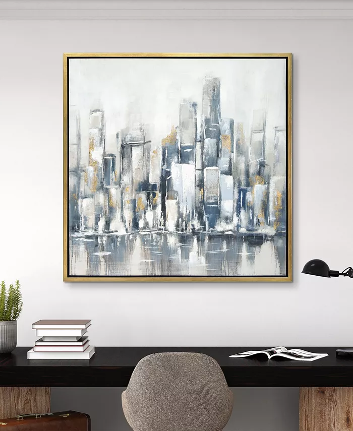 Empire Art Direct Winter Cityscape Textured Glitter Hand Painted Canvas Wall Art  36 x 36