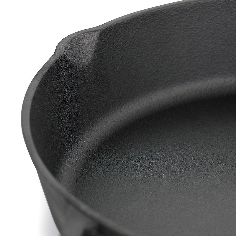 Oster Cocina Castaway 12 Inch Cast Iron Round Frying Pan with Dual Spouts