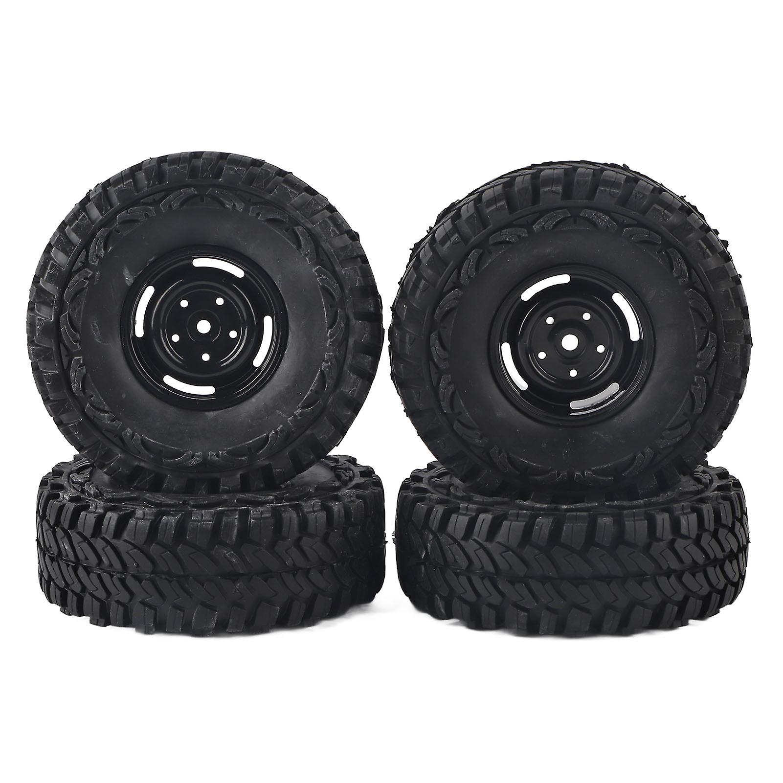 4pcs 115mm Plastic 1.9 Inch Wheel Rim Rubber Front Rear Tire Set For 1/10 Rc Crawler Car