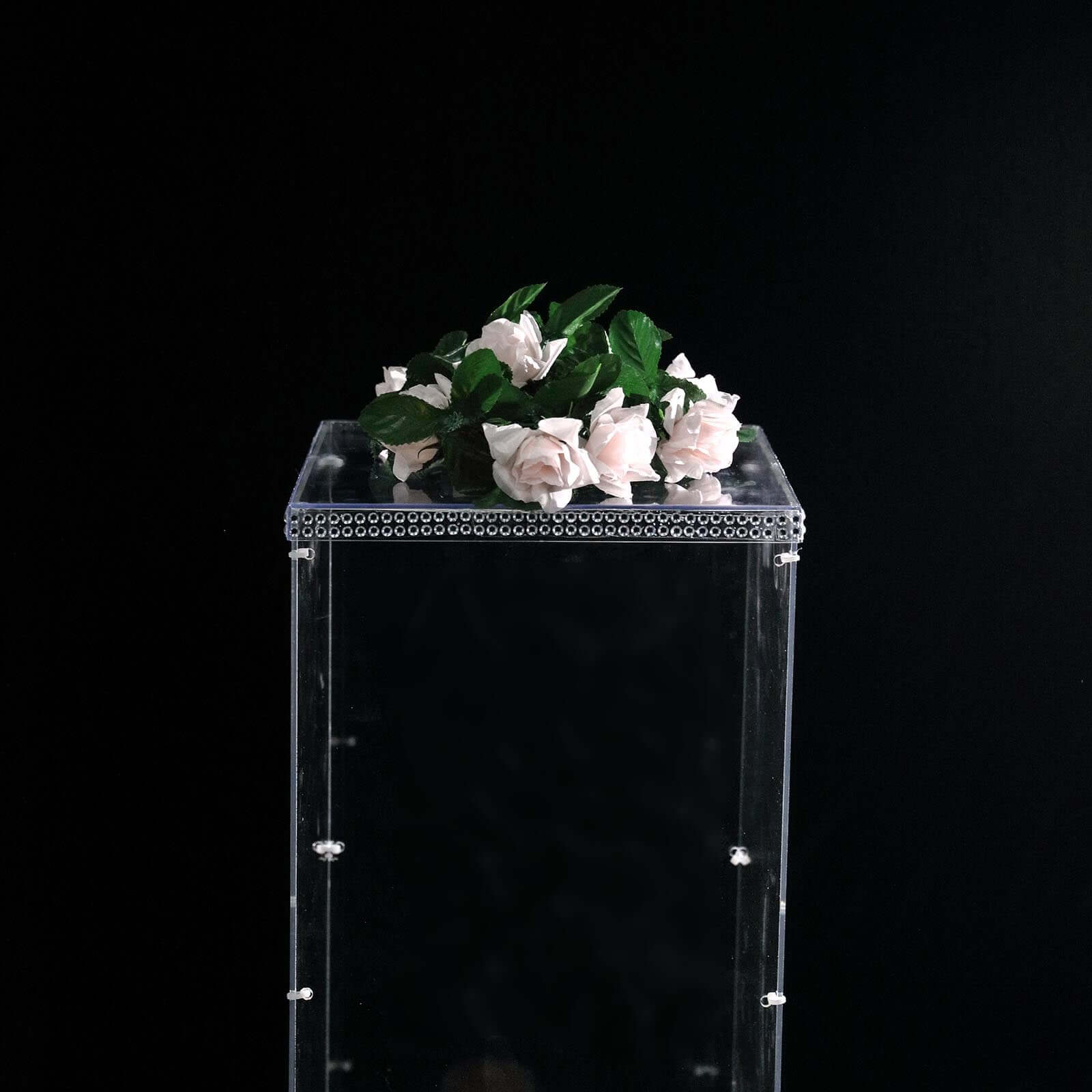 Clear Acrylic Pedestal Riser, Transparent Display Box with Interchangeable Lid and Base 24