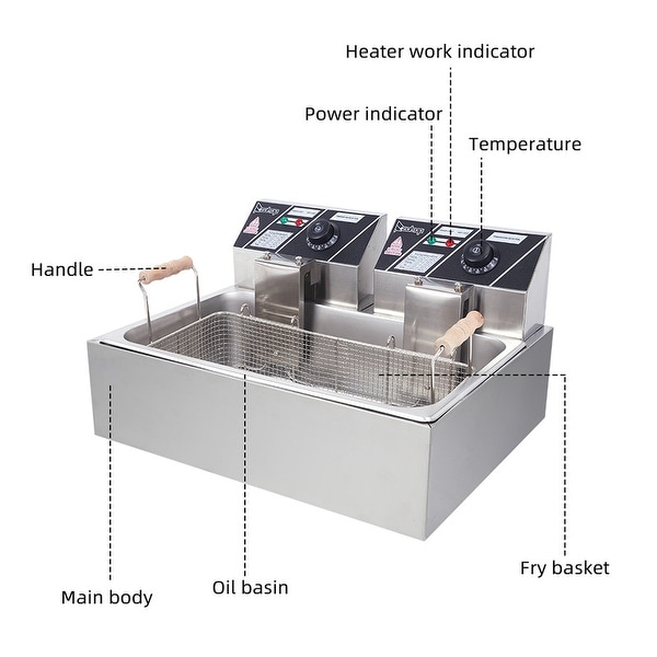 23.26Qt/22L Stainless Steel Large Single-Cylinder Electric Fryer