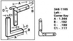 CRL Left Nylon Corner Key   LegWidth   20/Pk