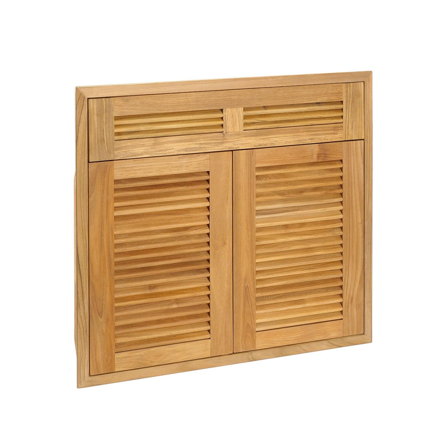 Pacific Teak Millsworks 30 Inch Louvered Double Access Door W/ False Drawer