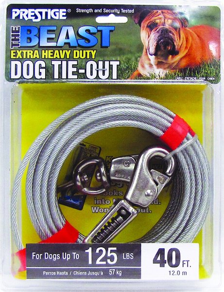 Boss Pet Prestige Dog Tie-Out with Spring， Beast， Silver