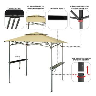 Hampton Bay 8 ft. x 5 ft. Khaki Instant Canopy Pop Up Grill Gazebo G40C